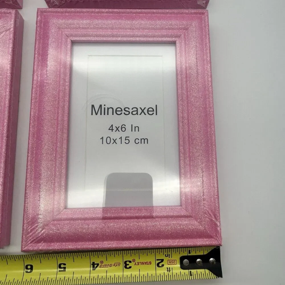 Pink Glitter 5x7 Picture Frames 4-Pack w/ 4x6 Mat New Sealed Wall/Tabletop
